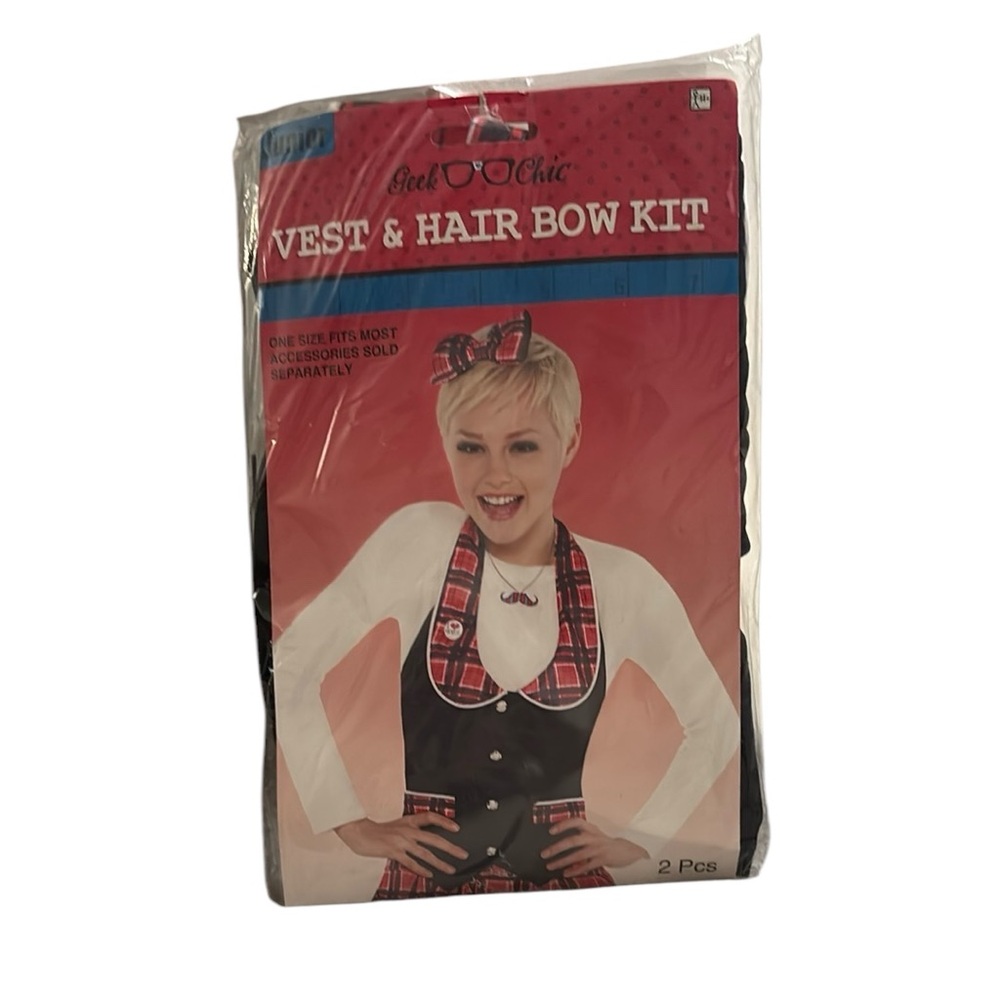 Geek Chic Vest & Hair Bow Costume Kit
